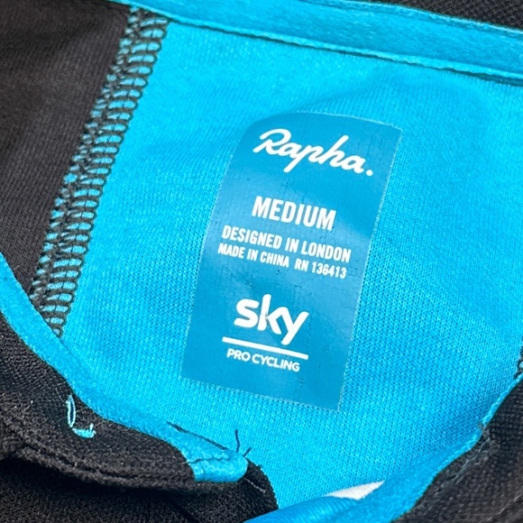 Rapha Sky Pro Cycling Team Black Pique Cycling Polo Shirt Black Mens Medium - Picture 7 of 9